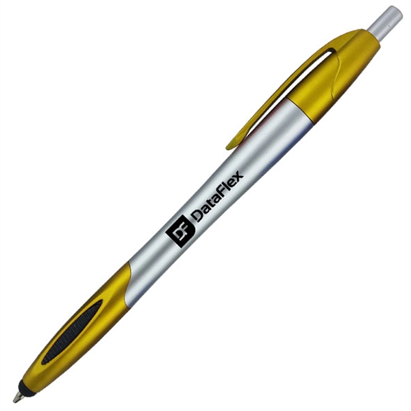 Silver click-action ballpoint pen is designed with a handy stylus tip... from ASI 90859 Tempo Industries Inc