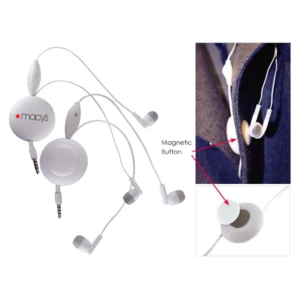 Wired earbuds with microphone on retractable reel with 3.5mm plug.... from ASI 57800 Gordon Sinclair / Gordon Sinclair®
