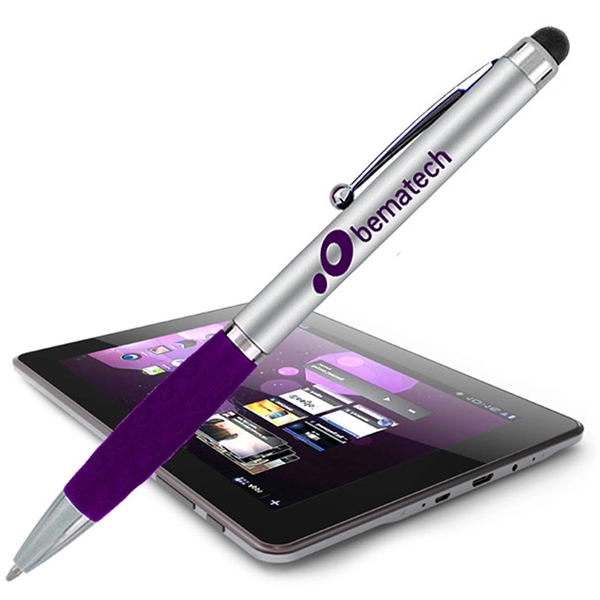 Silver twist-action Nicco pen with a stylus for navigating touchscreens.... from ASI 90859 Tempo Industries Inc