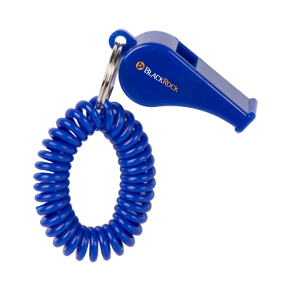 2 1/4" x 7/8" plastic whistle on split ring with coiled... from ASI 43442 ZZ DROPPED - High Caliber Line USA / High Caliber Line