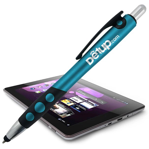 Click-action pen with a metallic-colored barrel, black rubber grip, chrome highlights,... from ASI 90859 Tempo Industries Inc