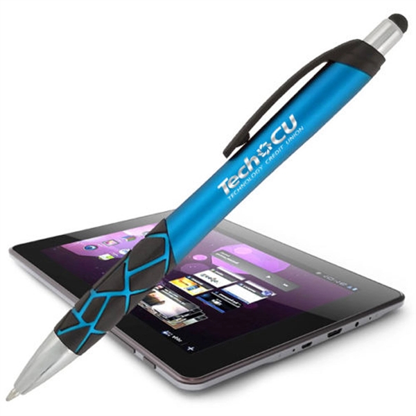 Stylus click-action pen with unique mosaic patterned black rubber grip.... from ASI 90859 Tempo Industries Inc