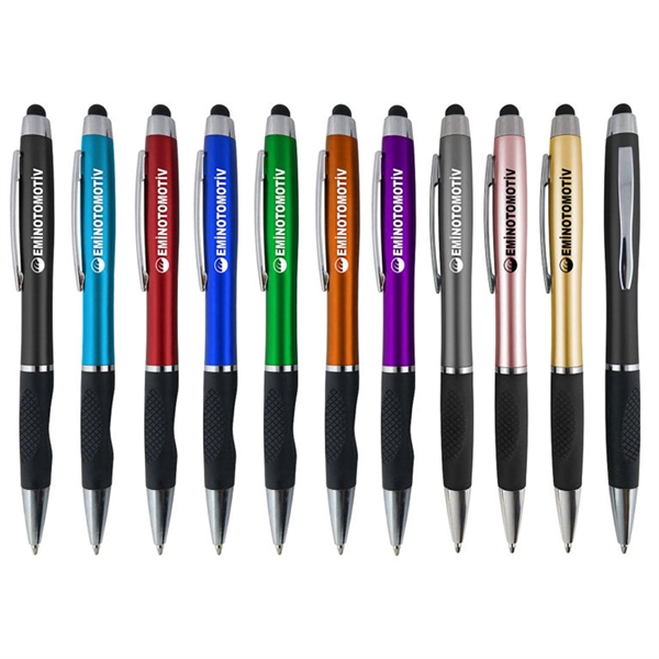 Twist-action ballpoint pen with non-slip grip zone and stylus tip.... from ASI 90859 Tempo Industries Inc