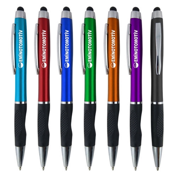Twist-action ballpoint pen with non-slip grip zone and stylus tip.... from ASI 90859 Tempo Industries Inc