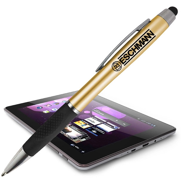 Twist-action ballpoint pen with non-slip grip zone and stylus tip.... from ASI 90859 Tempo Industries Inc