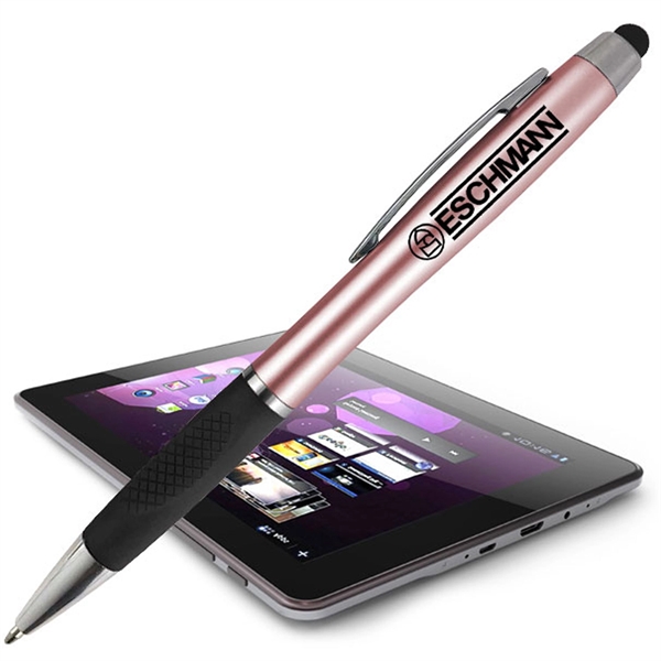 Twist-action ballpoint pen with non-slip grip zone and stylus tip.... from ASI 90859 Tempo Industries Inc