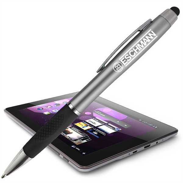 Twist-action ballpoint pen with non-slip grip zone and stylus tip.... from ASI 90859 Tempo Industries Inc