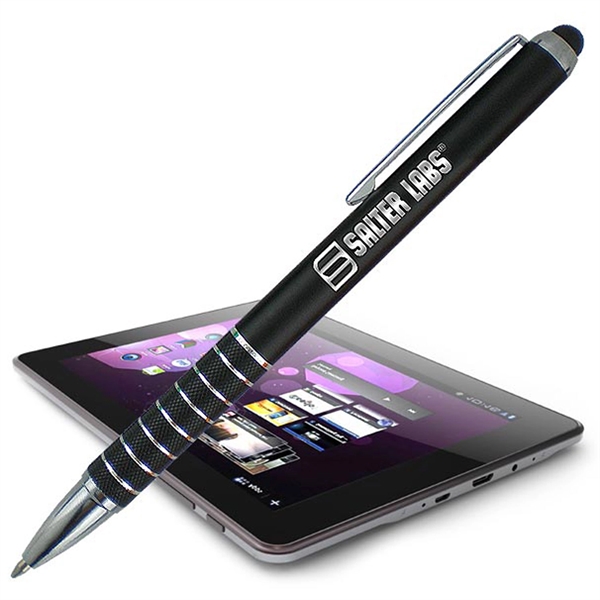 Twist-action ballpoint pen with a metal look stylus tip for use... from ASI 90859 Tempo Industries Inc