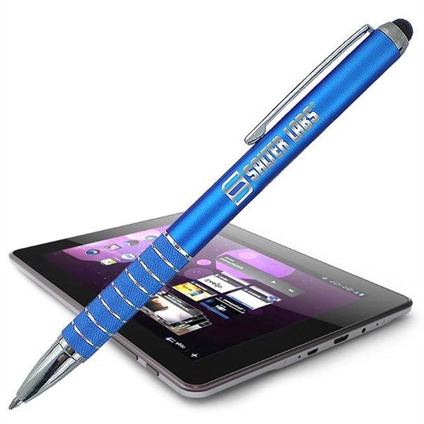 Twist-action ballpoint pen with a metal look stylus tip for use... from ASI 90859 Tempo Industries Inc