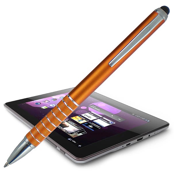 Twist-action ballpoint pen with a metal look stylus tip for use... from ASI 90859 Tempo Industries Inc