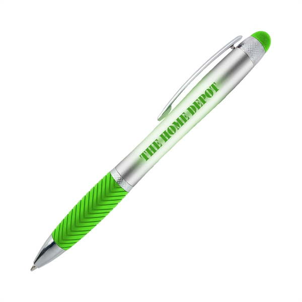 Orbit light-up pen with a metallic barrel, a contoured, ridged grip,... from ASI 90859 Tempo Industries Inc
