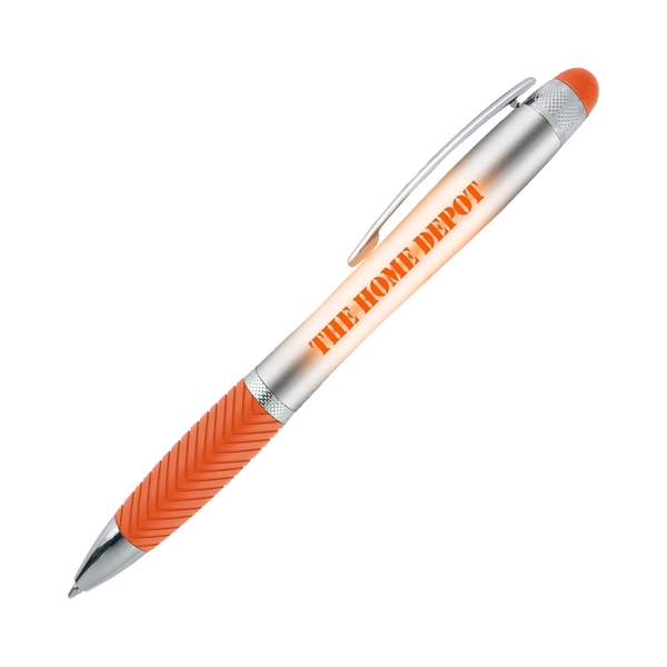 Orbit light-up pen with a metallic barrel, a contoured, ridged grip,... from ASI 90859 Tempo Industries Inc