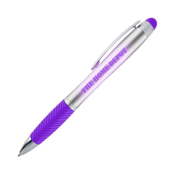 Orbit light-up pen with a metallic barrel, a contoured, ridged grip,... from ASI 90859 Tempo Industries Inc