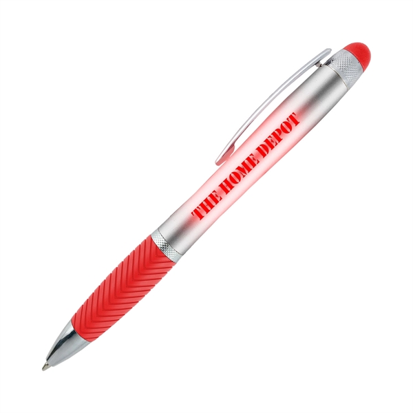 Orbit light-up pen with a metallic barrel, a contoured, ridged grip,... from ASI 90859 Tempo Industries Inc