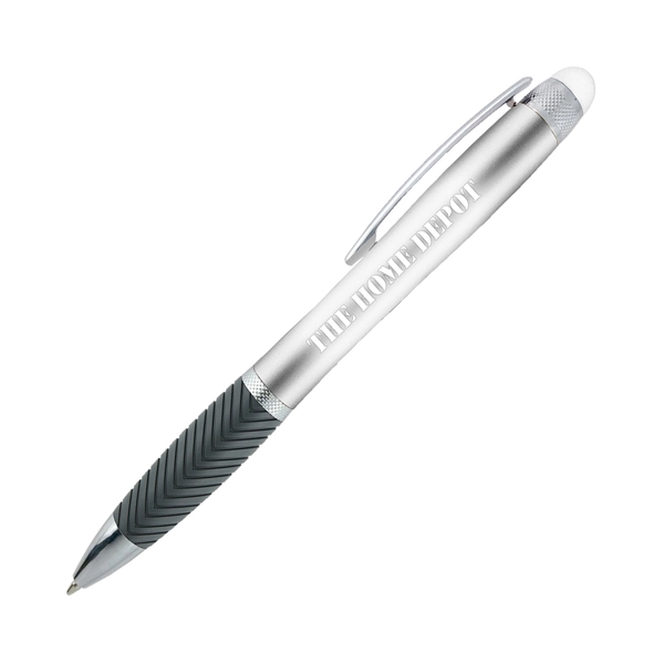 Orbit light-up pen with a metallic barrel, a contoured, ridged grip,... from ASI 90859 Tempo Industries Inc