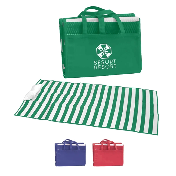 Beach mat with inflatable pillow made of tubular polypropylene material.... from ASI 61125 Hit Promotional Products / Hit®
