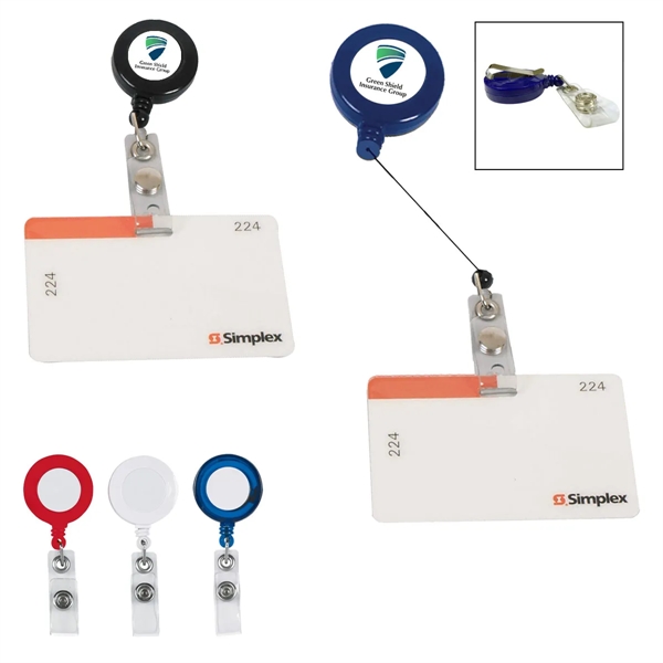 Badge holder with 24" retractable cord and white laminated label.... from ASI 61125 Hit Promotional Products / Hit®
