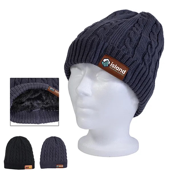 8" x 7 3/4" acrylic cable knit style beanie hat with... from ASI 62660 Innovation Line