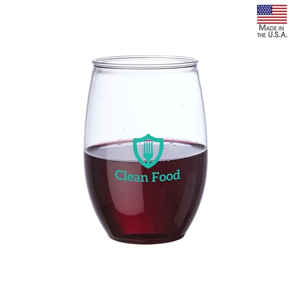 3.12" x 4.75" x 3.12" Bristol 16-ounce translucent PET stemless wine... from ASI 67866 Logomark/Valumark / Valumark™