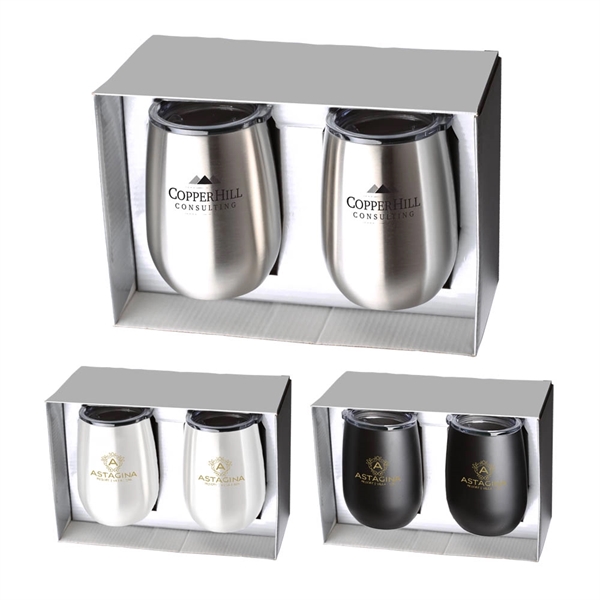 Stainless Steel Stemless Wine Tumbler Gift Set... from ASI 46755 Cosmo Promos