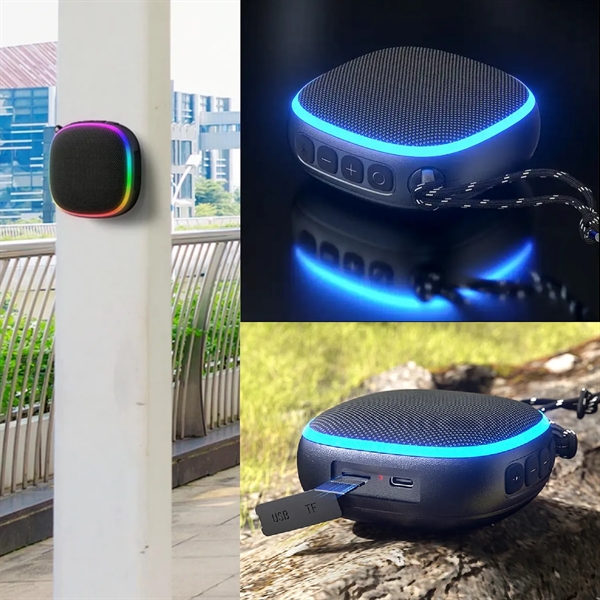 Magnetic waterproof wireless Bluetooth speaker with LED plus 1c1p silkscreen imprint... from ASI 37218 Athena Promo (tm)