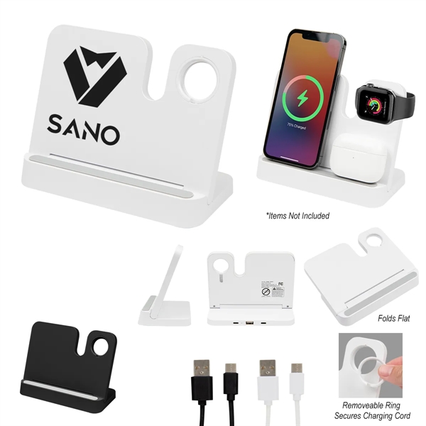 3-in-1 folding charging station for multi-device charging with indicator light and... from ASI 61125 Hit Promotional Products / Hit®