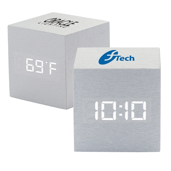 Cube Clock with brushed metallic appearance.... from ASI 46755 Cosmo Promos