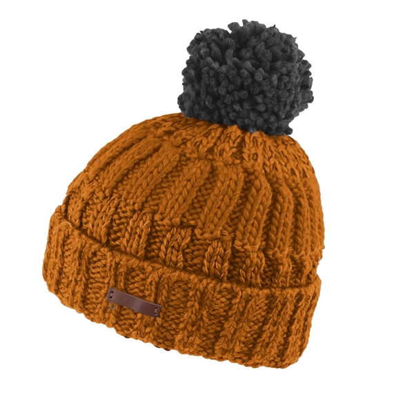 Knitted acrylic beanie hat with a fluffy pom pom on the... from ASI 90807 Tekweld