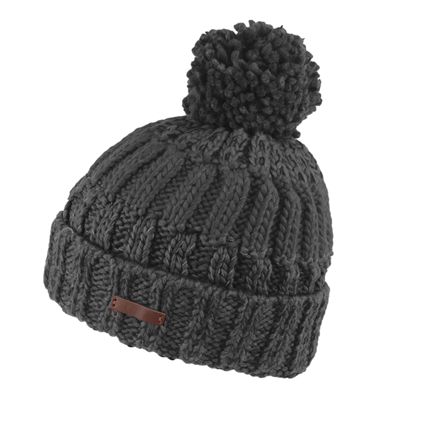 Knitted acrylic beanie hat with a fluffy pom pom on the... from ASI 90807 Tekweld