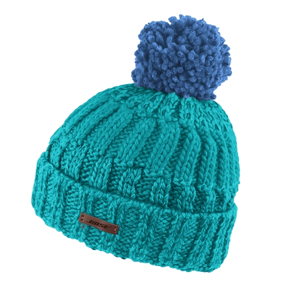 Knitted acrylic beanie hat with a fluffy pom pom on the... from ASI 90807 Tekweld