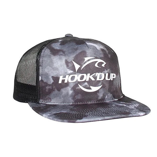 Deluxe Sublimated Abstract Camo Trucker Cap.... from ASI 80129 Quake City Caps