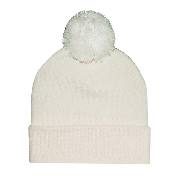 Knit cuffed 12" beanie with 1-color pom.... from ASI 80129 Quake City Caps