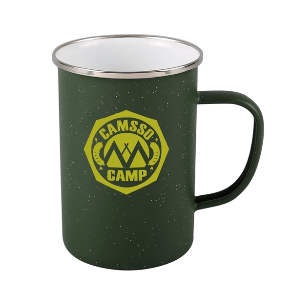 20 oz. camping mug with stainless steel rim, enamel finish and... from ASI 52840 Evans Manufacturing