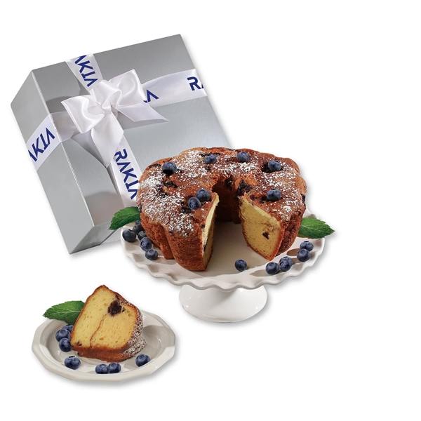 blueberry coffee cake in silver gift box... from ASI 68680 Maple Ridge Farms Inc