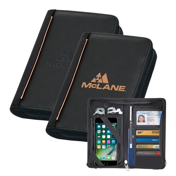 Passport/Cellphone Wallet made of of simulated leather with a polyester back.... from ASI 46755 Cosmo Promos