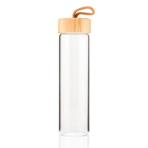 9.5" clear glass 20 ounce cylindrical bottle with screw-on bamboo lid... from ASI 57800 Gordon Sinclair / Gordon Sinclair®