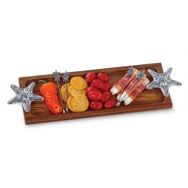 Acacia Foodie Bites Serving Tray with matching food picks.... from ASI 88675 Picnic Plus