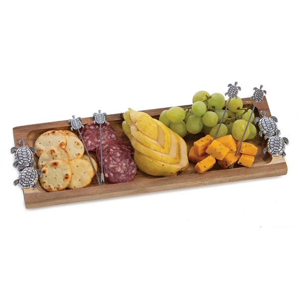 Acacia Foodie Bites Serving Tray with matching food picks.... from ASI 88675 Picnic Plus
