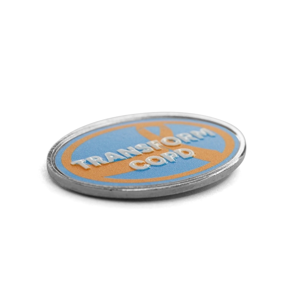 Metal lapel pin with 3D textured print in assorted sizes and... from ASI 52263 EMT