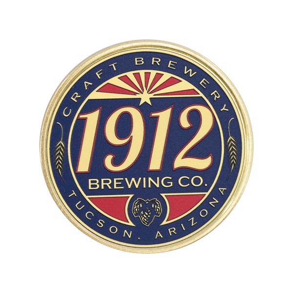 Metal lapel pin with 3D textured print in assorted sizes and... from ASI 52263 EMT