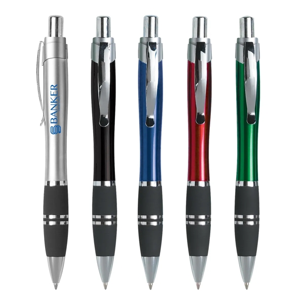 Pen with rubber grip with silver trim.... from ASI 61125 Hit Promotional Products / Hit®