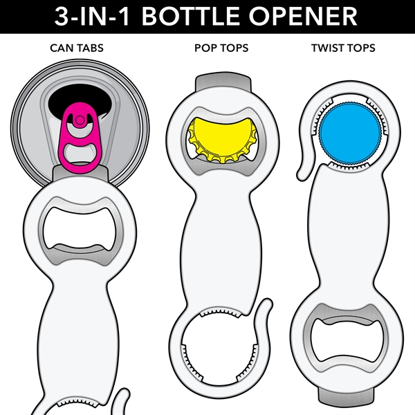 3 in 1 bottle opener for plastic & glass bottles along... from ASI 49470 DEVARA