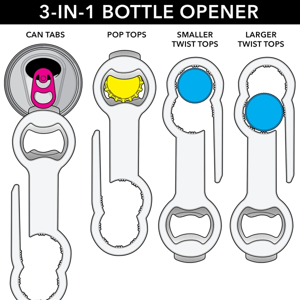 3 in 1 bottle opener for plastic & glass bottles along... from ASI 49470 DEVARA