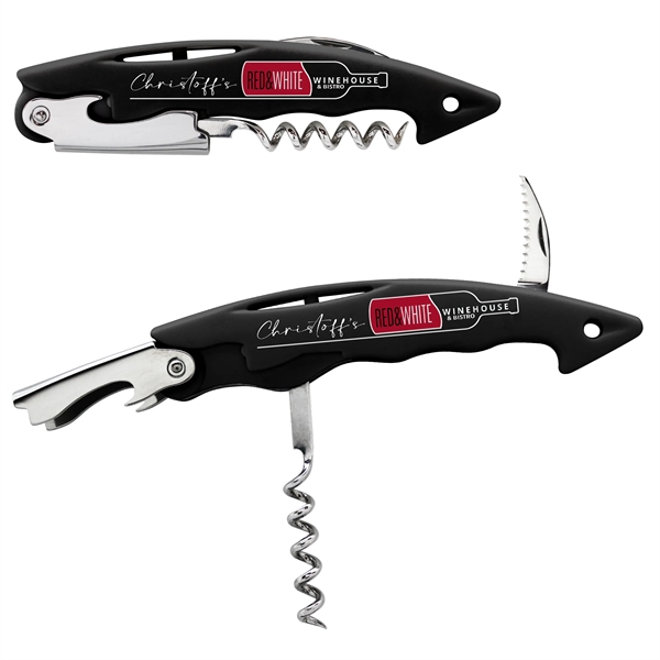 Corkscrew, bottle opener and foil cutter all in one.  Solid... from ASI 49470 DEVARA
