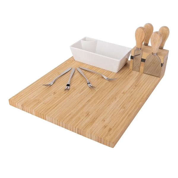 Bamboo charcuterie board with bowl, utensils and folks.... from ASI 88060 Snugz/USA Inc
