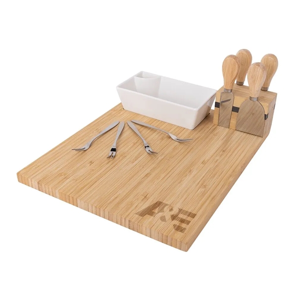 Bamboo charcuterie board with bowl, utensils and folks.... from ASI 88060 Snugz/USA Inc