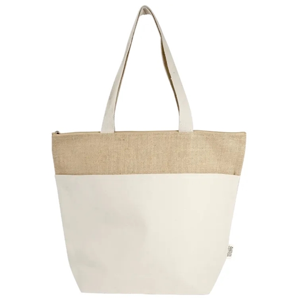 Eco-chic! Recycled Canvas Tote: 100% recycled, jute blend, front pocket, 24"... from ASI 67557 LimeLight Ent / Limelight USA