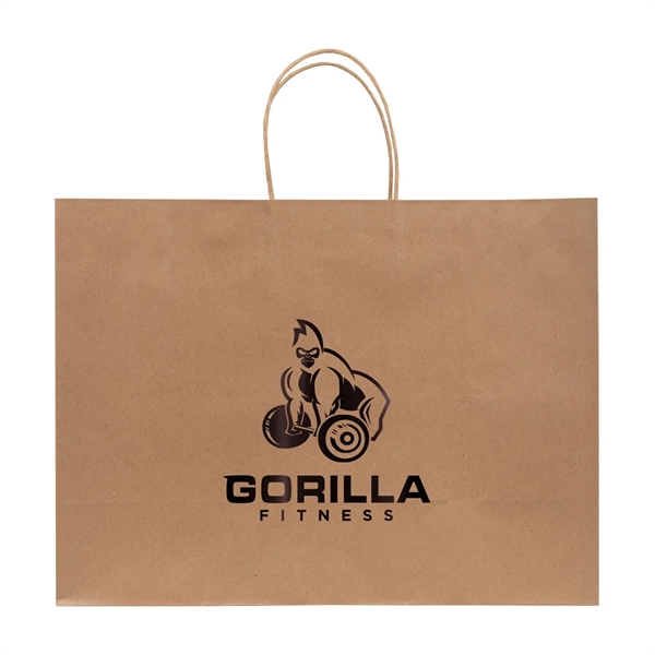 Twisted handle kraft shoppers get a glow-up with a folded turn-top... from ASI 75731 PWS / Pacific Western Sales/Cater Line Pacific Western Sales/PWS