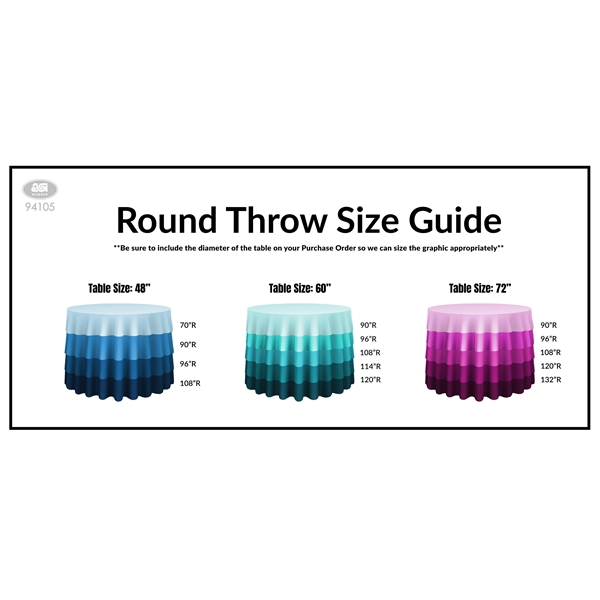 Non-Printed/Blank 96" Round Table Throw, Seamless - 100% Polyester Poplin... from ASI 94105 Visual Textile Resource