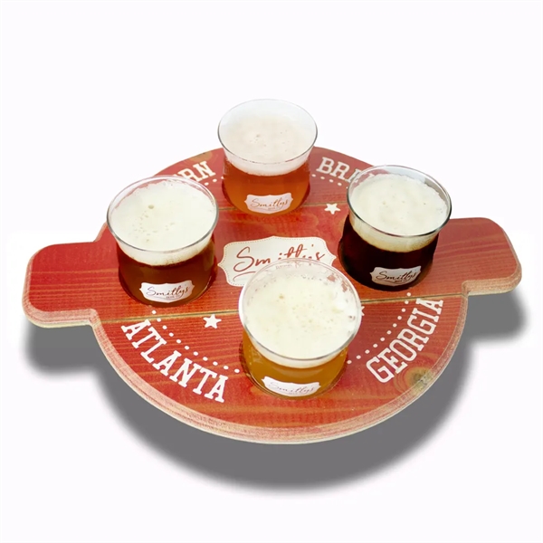 Wooden beer flight tray with routed edges and 4 holes.... from ASI 50120 Dixie Seal & Stamp Co Inc / Dixiline